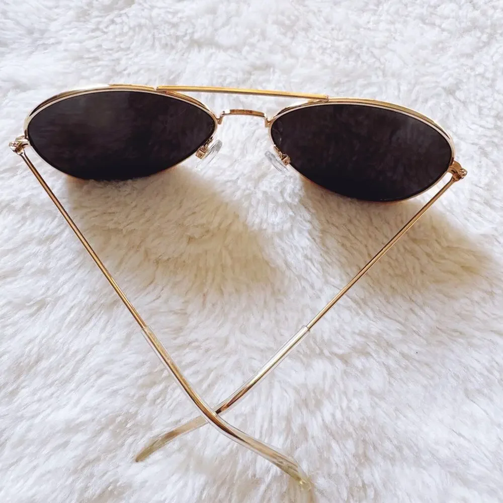 Flynn Gold W/ Mirrored Lenses Aviator Sunglasses